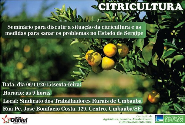 Situação da citricultura sergipana será debatida em seminário