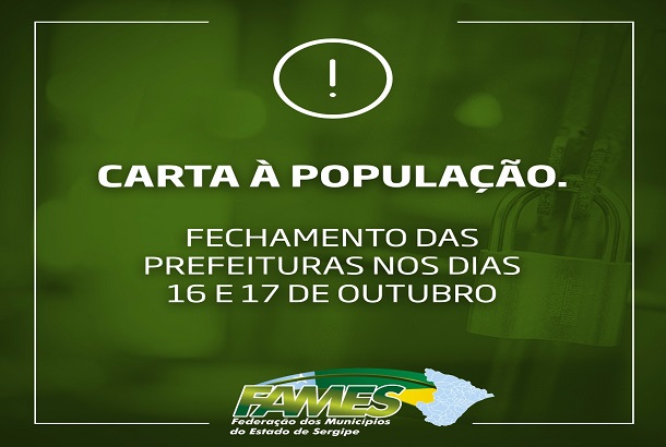 Prefeituras fecharão as portas em protesto nos próximos dias 16 e 17 de outubro