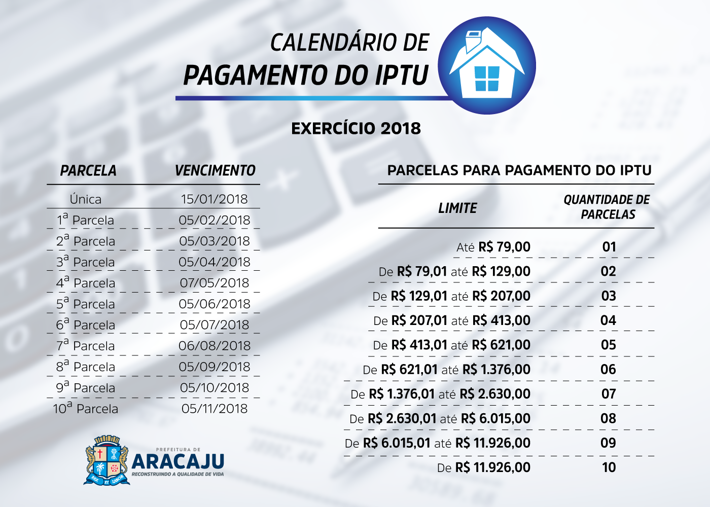 PMA divulga calendário do IPTU 2018