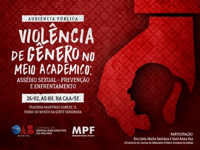 MPF/SE e OAB promovem audiência pública sobre violência de gênero no meio acadêmico