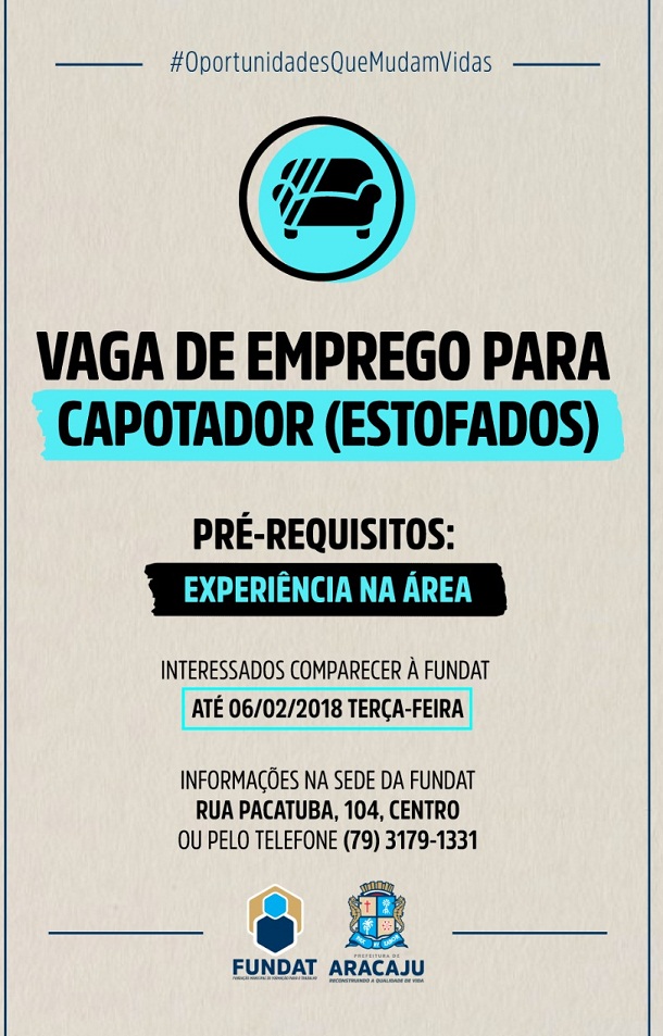 Fundat oferece oportunidade de emprego