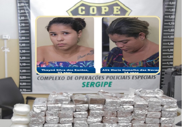 Polícia de Sergipe prende mulheres com mais de 70kg de drogas vinda de São Paulo