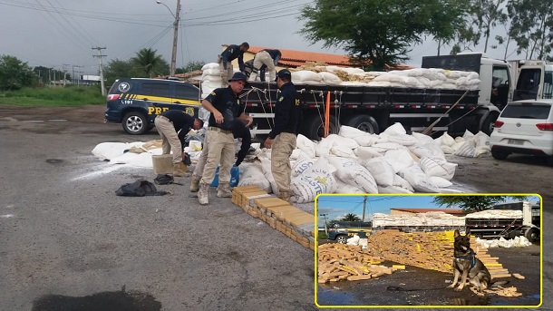 Caminhão que ia para Sergipe com mais de três toneladas de maconha é apreendido em Feira de Santana pela PRF