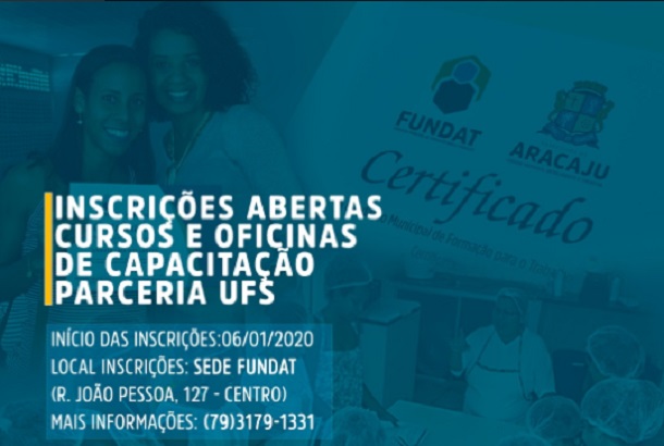 Prefeitura de Aracaju abre inscrições para 155 vagas em cursos e oficinas de capacitação