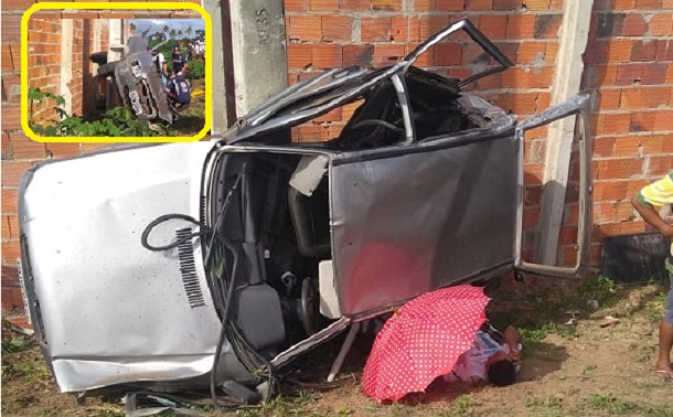 Homem morre após ser arremessado do carro que bateu em poste no município de Itabaianinha