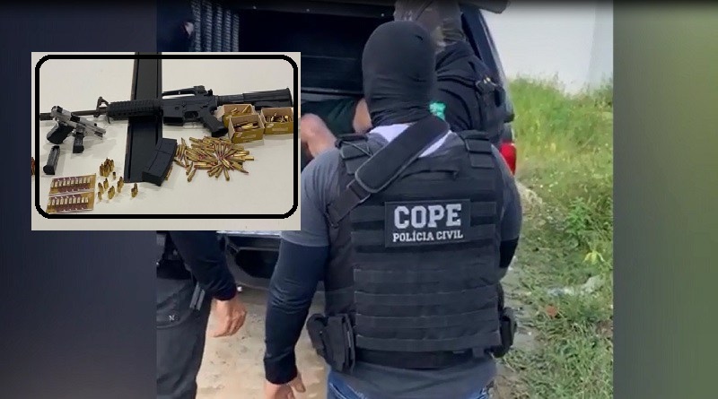 Homens que estavam com fuzil AR 15 atiram na polícia, um morre e outro é preso pelo COPE