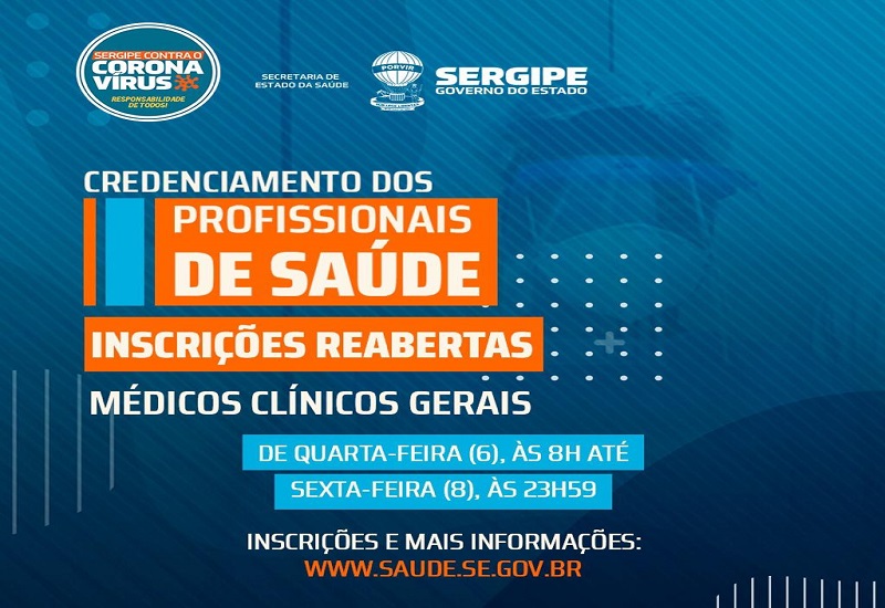 Saúde Estadual reabre inscrições do credenciamento para Médico Clínico Geral Covid-19