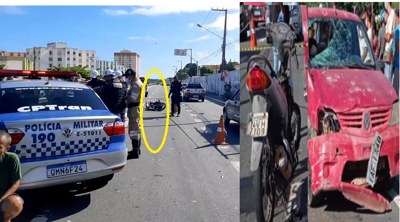 Mulher morre atropelada após carro bater em sua moto na Avenida Augusto Franco