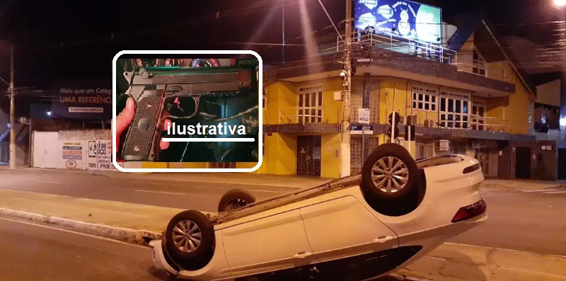 Polícia encontra simulacro de arma de fogo dentro de carro que capotou em Aracaju