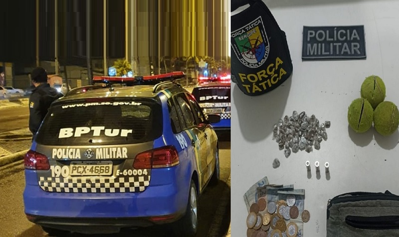 Homem é preso na Orla de Atalaia com maconha escondida em bolas de tênis