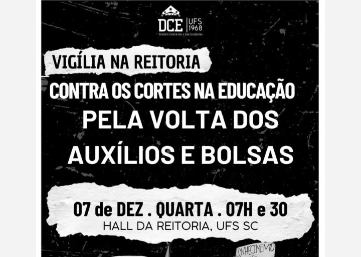Estudantes organizam vigília contra cortes na UFS