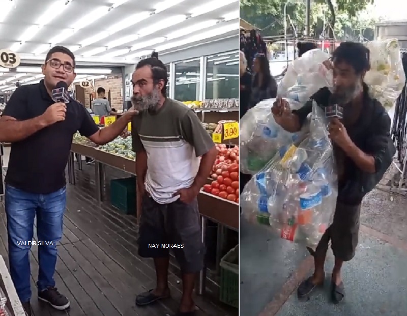 Morador em situação de rua chama a atenção ao fazer locução de loja -VEJA O VÍDEO