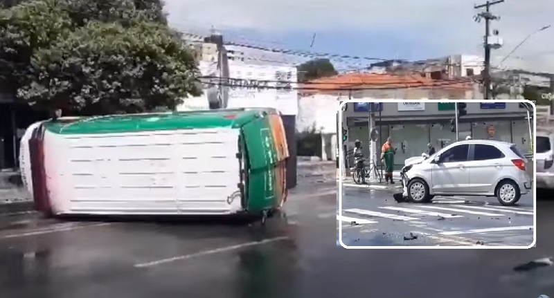Ambulância bate em carro de passeio e deixa quatro pessoas feridas