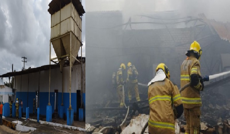 Fábrica de ração pega fogo na cidade de Simão Dias-SE