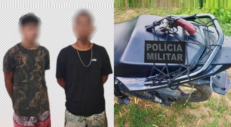Jovens são presos pelo 8º Batalhão com moto roubada e revólver calibre 38