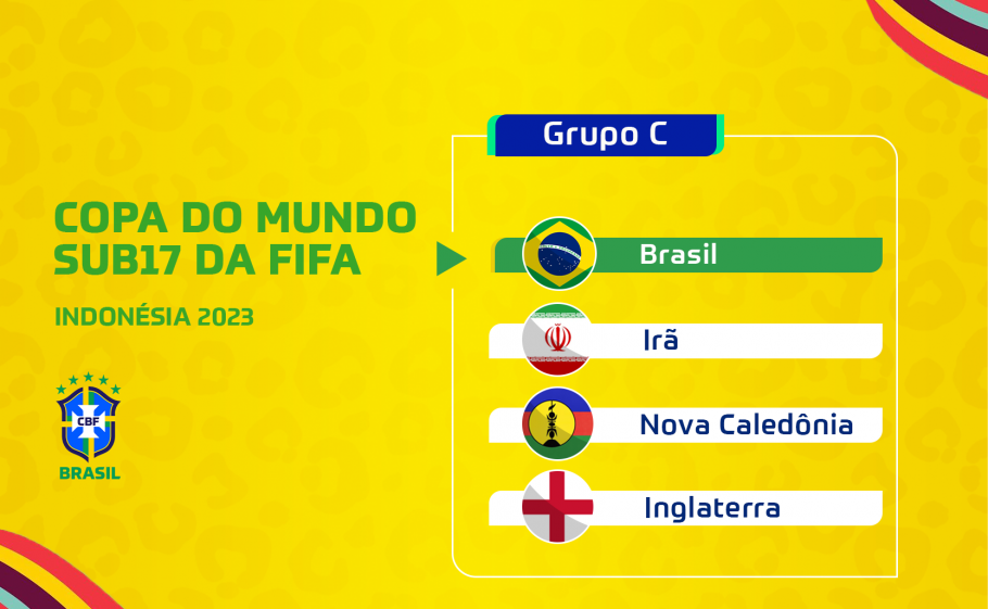 Brasil está no Grupo C da Copa do Mundo Sub-17, com Irã, Nova Caledônia e Inglaterra