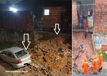 Chuvas em Aracaju derruba muro e danifa carro na Dom Luciano
