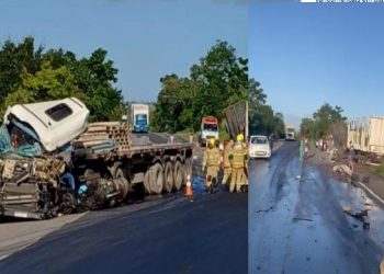Carretas batem de frente na BR 101 em Umbaúba e um homem morre – VEJA O VÍDEO