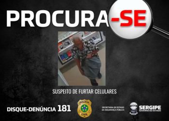 Polícia divulga imagens de suspeito de furtar celulares em Nossa Senhora da Glória