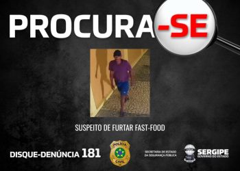 Polícia divulga imagem de suspeito de furtar cofre em lanchonete na Orla de Atalaia
