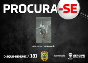 Furtos de cabos de fibra óptica aumentam em Aracaju, polícia divulga imagens de suspeito