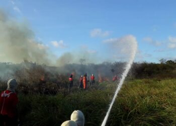 Ação integrada controla incêndio em área de vegetação em São Cristóvão