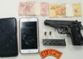 Polícia Militar apreende arma de fogo após perseguição em Maruim